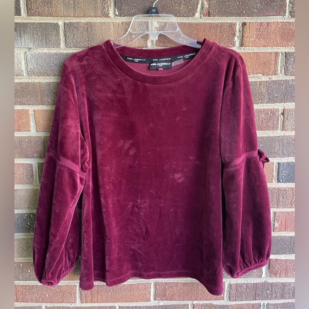 Karl Lagerfeld burgundy velvet top